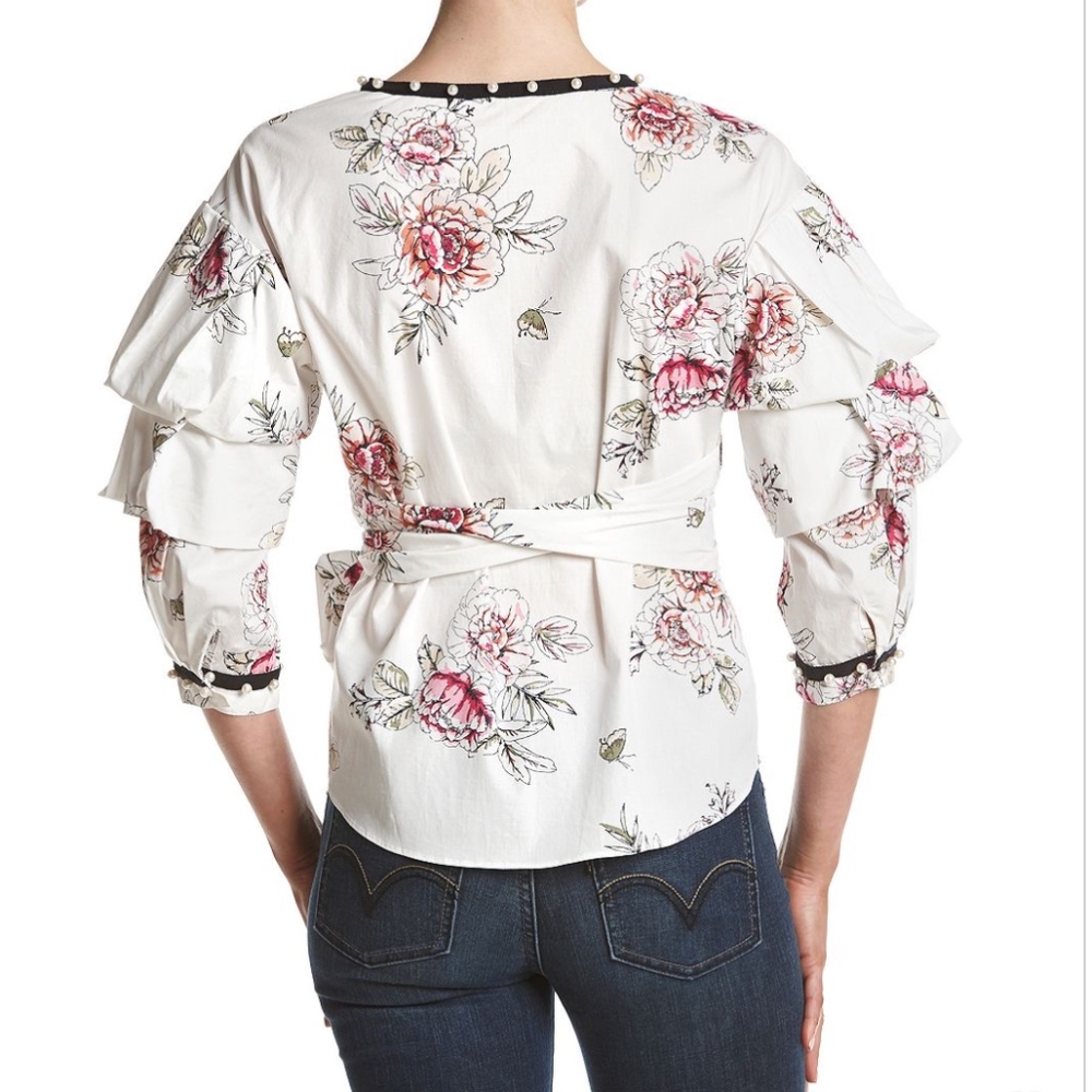 Relativity Faux Pearl Detail Floral Pattern Tie - Picture 2 of 4